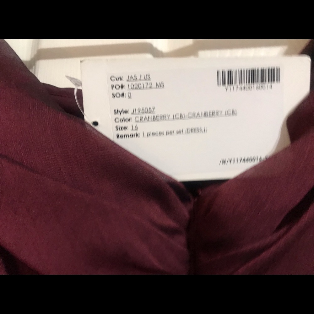 Cranberry off the Shoulder size 16 evening gown. Never been worn.
